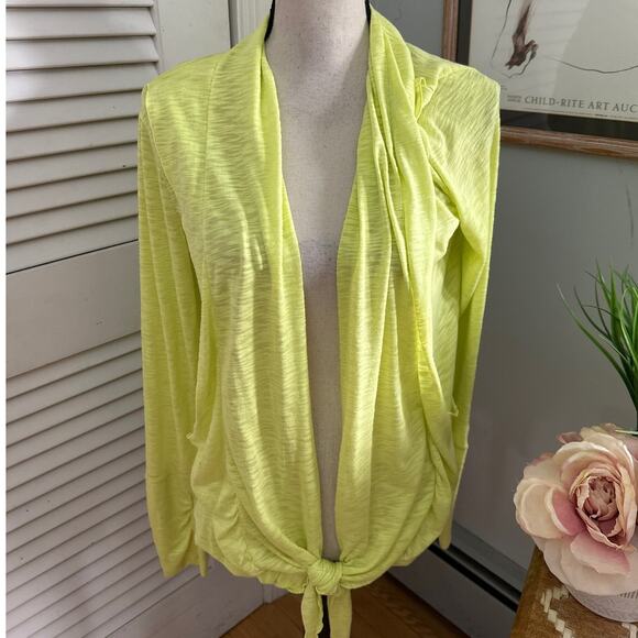 MONDETTA MPG Womens Top Medium Neon Yellow Open Cardigan Athleisure Casual - Picture 2 of 10